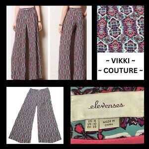Anthropologie Elevenses South Shore Palazzo Pants Sz 6 Boho Pink Blue